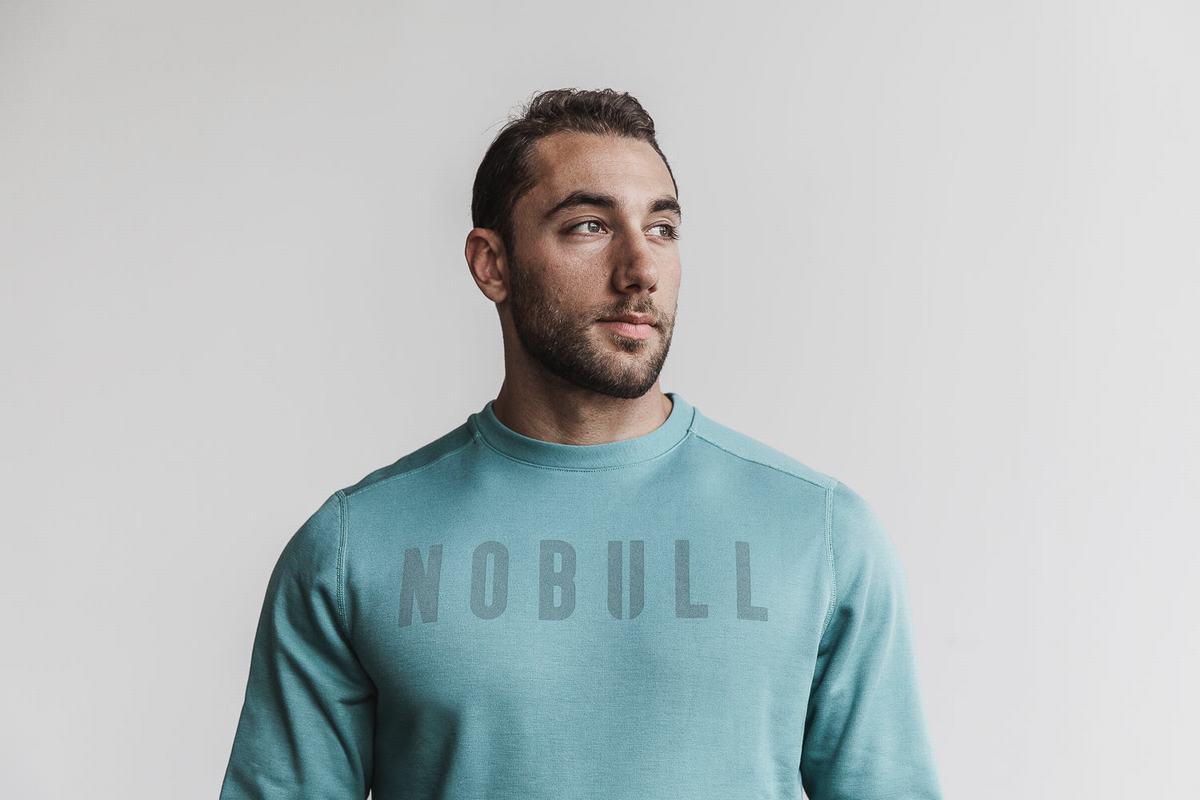 Nobull Crew Men\'s Sweatshirts Blue | Australia (QM7462)